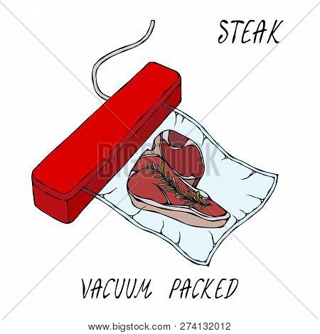 Vacuumizer Food Sealer. What Is Sous-vide. Slow Cooking Technology. Vacuum Packed Meat Steak. Chief 