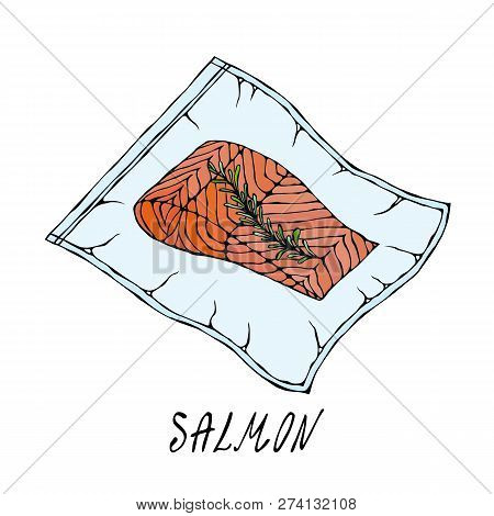 Vacuumizer Food Sealer. What Is Sous-vide. Slow Cooking Technology. Vacuum Packed Salmon Steak.. Chi
