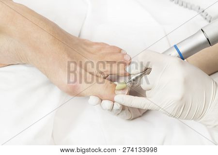 Process Of Pedicure At Beauty Salon Close Up