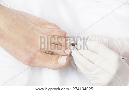 Process Of Pedicure At Beauty Salon Close Up