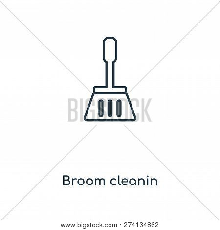 Broom Cleanin Icon In Trendy Design Style. Broom Cleanin Icon Isolated On White Background. Broom Cl