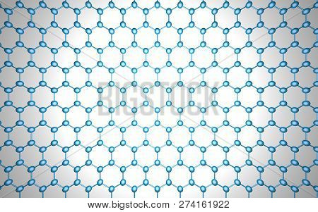 Top View: Carbon Grid Of Graphene Atomic Structure For Nanotechnology Background