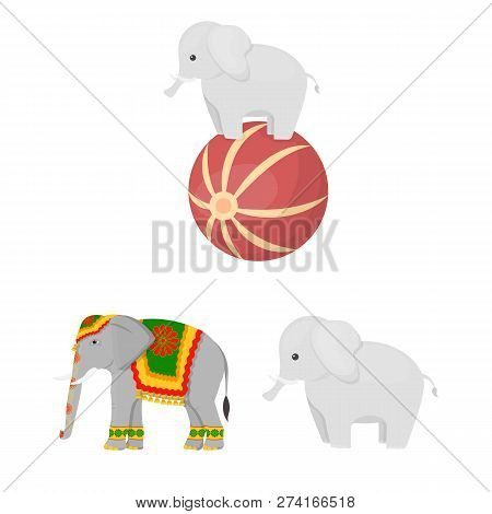 Isolated Object Of Elephant And Asian Icon. Collection Of Elephant And Elephant Vector Icon For Stoc