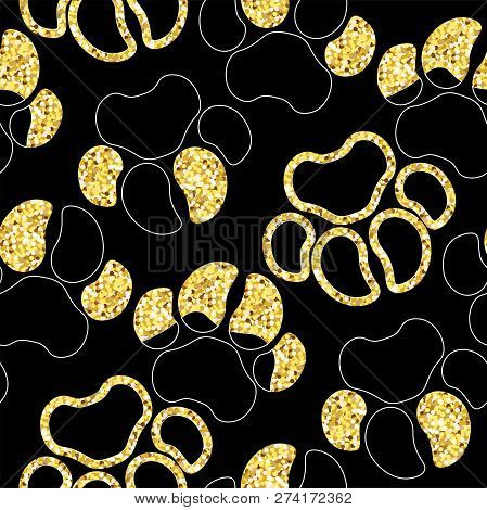 Vector Semless Golden Sparkle Pattern With Dogs Theme Elements