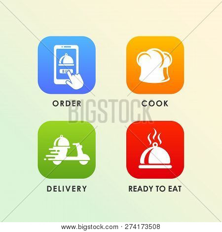 Food Order Delivery Icon Design. Food And Drink Icon Design