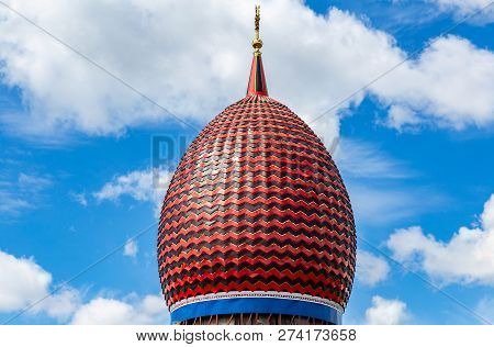 Kazan, Russia - June 11, 2018: One Of Domes Of Temple Of All Religions (universal Temple). Located I