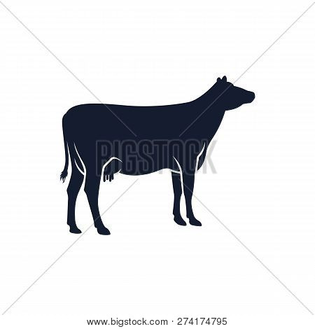 Cow Silhouette Vector Icon. Black Angus Vector Illustration