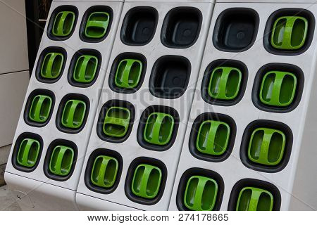 Taipei, Taiwan - Dec 1, 2018: Charging Station For Battery Packs Of Taiwan-based Gogoro Electronic S