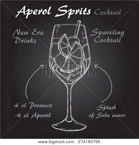 Aperol Sprits Cocktail Vector Sketch Illustration Recipes 1