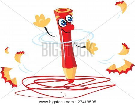 escrevendo cartoon engraçado lápis vermelho louco