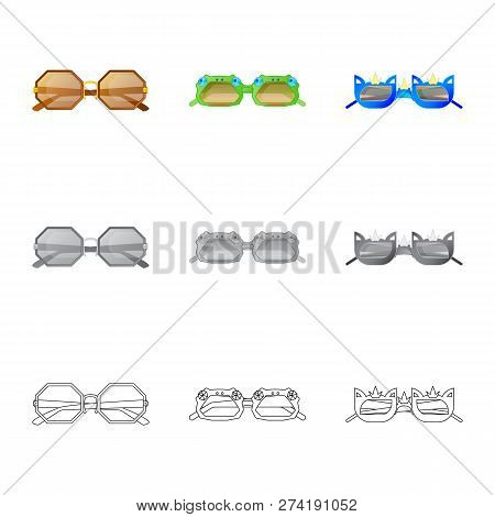Vector Illustration Of Glasses And Sunglasses Sign. Set Of Glasses And Accessory Vector Icon For Sto