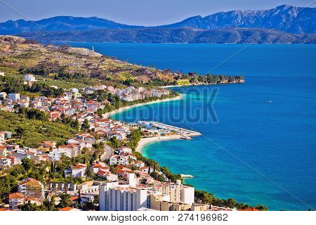 View Of Tucepi Waterfront In Makarska Riviera, Dalmatia Region Of Croatia