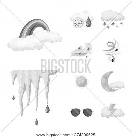 Vector Illustration Of Weather And Climate Logo. Set Of Weather And Cloud Stock Vector Illustration.