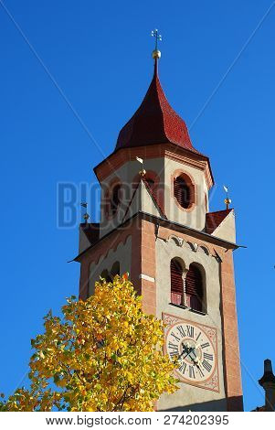 St. John The Baptist Parish Church In Tirol, Italy. Tirol  Is A Comune (municipality) In The Provinc