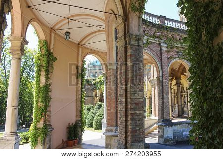 Zagreb, Croatia - 2013: The Arcades Along Mirogoj Cemetery Designed By Architect Hermann Bolle Compl