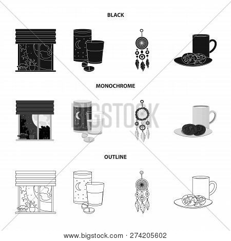 Vector Design Of Dreams And Night Sign. Collection Of Dreams And Bedroom Stock Symbol For Web.