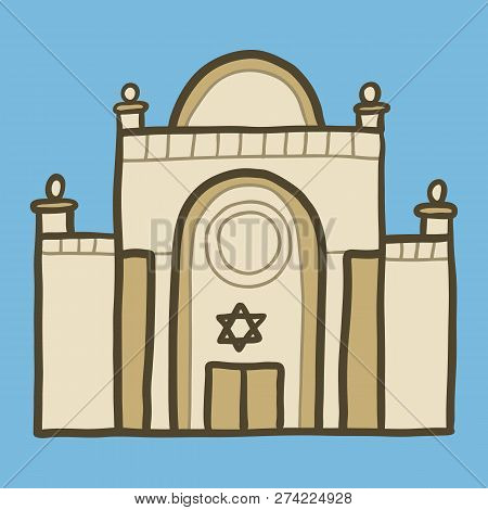 Jewish Synagogue Icon. Hand Drawn Illustration Of Jewish Synagogue Vector Icon For Web Design