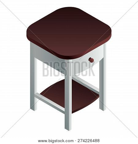 Bedside Table Icon. Isometric Of Bedside Table Vector Icon For Web Design Isolated On White Backgrou