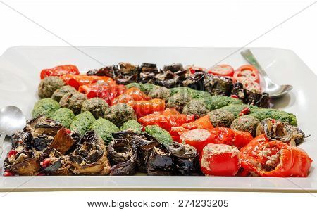 Mixed Vegetables On The Plate, White Background