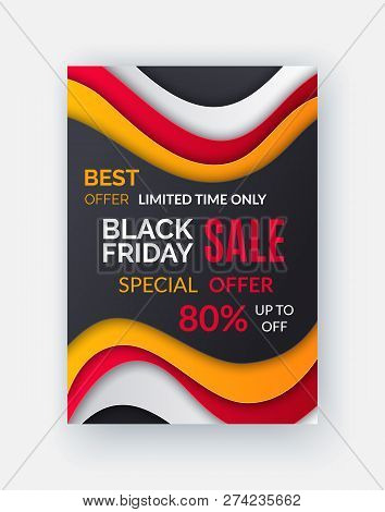 Limited Time Only, Black Friday Sale Up To 80 Percent Off, Special Offer Vector Coupon With Blurred 