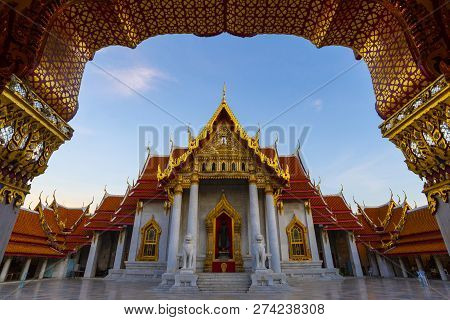 Wat Benchamabophit Dusitvanaram Marble Temple Bangkok‎ During Decoration With Yipeng Lanterns Festiv