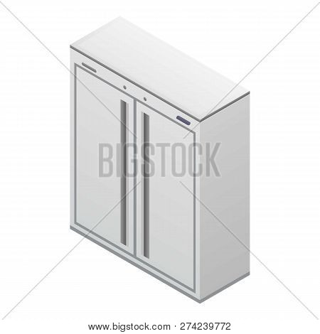 Home Double Freezer Icon. Isometric Of Home Double Freezer Vector Icon For Web Design Isolated On Wh