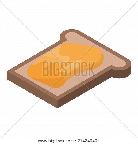 Honey On Bread Icon. Isometric Of Honey On Bread Vector Icon For Web Design Isolated On White Backgr