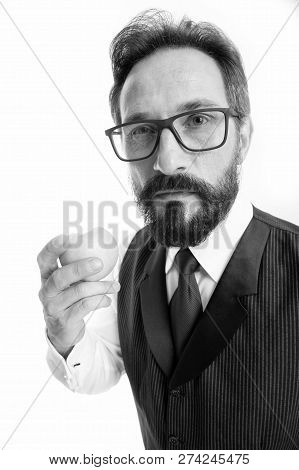 Guide To Prescription Eyeglass Lenses And Frames. Businessman Classic Formal Clothing And Proper Eye