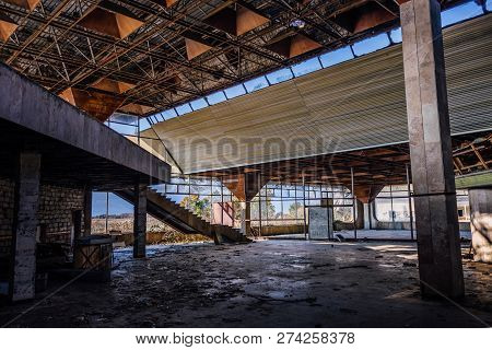 Abandoned Ruined By War International Airport Terminal In Sukhum, Abkhazia, Georgia