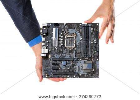 Motherboard For Pc Isolated On White Background