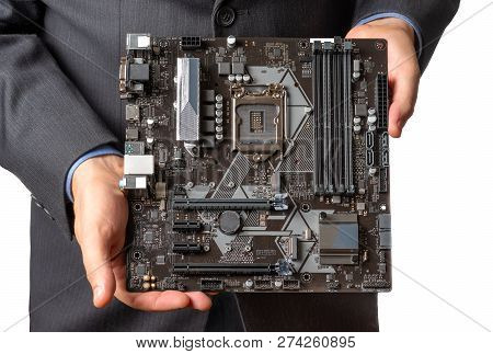 Motherboard For Pc Isolated On White Background