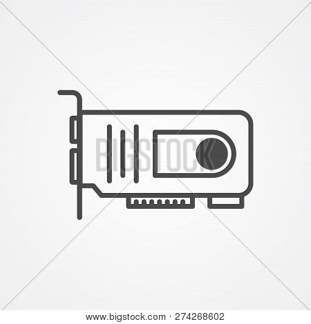 Videocard Icon Vector, Filled Flat Sign, Solid Pictogram Isolated On White. Symbol, Logo Illustratio