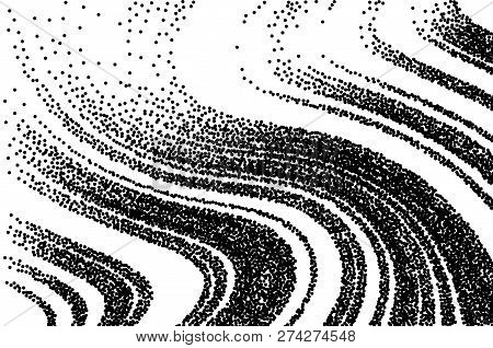 Dotted Texture. Abstract Grunge Grid Stripe  Background. Wavy Pattern. Black And White Line Vector I