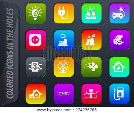 Alternative Energy Colored Icons In The Holes Easily Adapt To Any Background