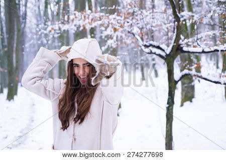Winter Woman Fan. Christmas Winter Holidays Concept. Vintage Winter Person