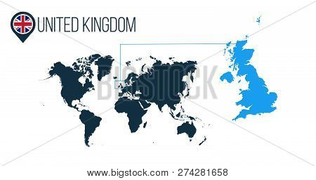 United Kingdon Location Modern Vector Map For Infographics. All World Countries Without Names. Round