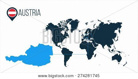 Austria Location Modern Vector Map For Infographics. All World Countries Without Names. Austria Roun