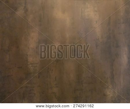 Shiny Gold Foil, Bronze, Or Copper Metal Pattern Surface Texture. Close-up Of Interior Material For 