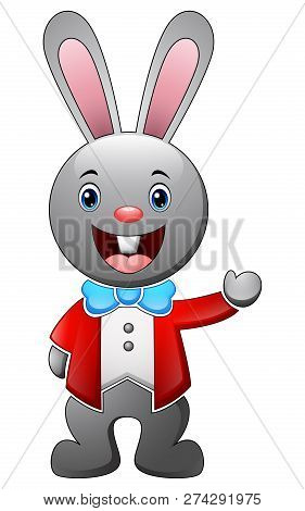 Vector Illustration Of Cartoon Rabbit Wearing A Tuxedo