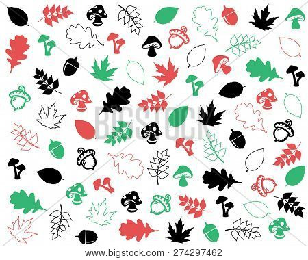 Black Red Green Nature Leaves Illustration Jpeg