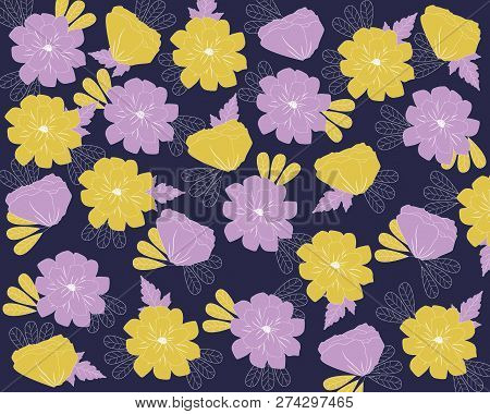 Yellow Light Purple Flower Illustration Background Jpeg