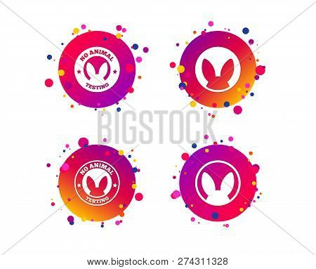 No Animals Testing Icons. Non-human Experiments Signs Symbols. Gradient Circle Buttons With Icons. R