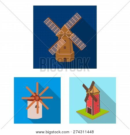 Vector Illustration Of Landscape And Village Symbol. Set Of Landscape And Farm Stock Symbol For Web.