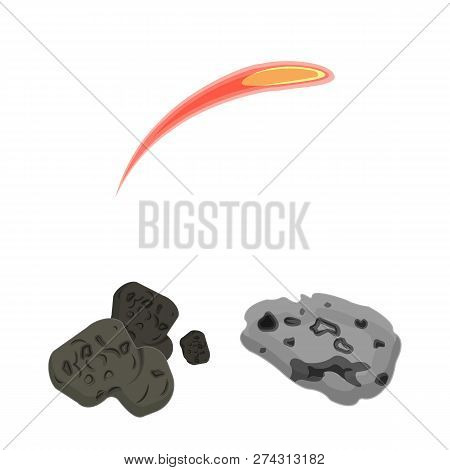 Vector Design Of Shooting And Fire Sign. Set Of Shooting And Asteroid Vector Icon For Stock.