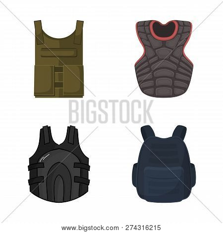 Vector Illustration Of Flak And Jacket Symbol. Set Of Flak And Body Vector Icon For Stock.
