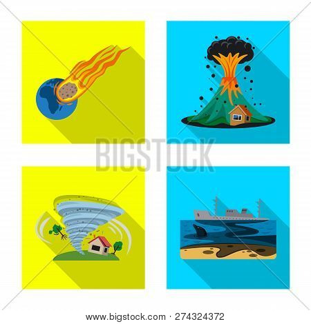 Vector Design Of Natural And Disaster Icon. Collection Of Natural And Risk Stock Symbol For Web.