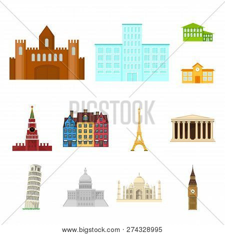 Vector Design Of Building And City Sign. Set Of Building And Business Vector Icon For Stock.