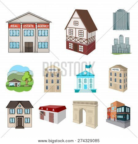 Vector Design Of Building And City Symbol. Set Of Building And Business Stock Vector Illustration.
