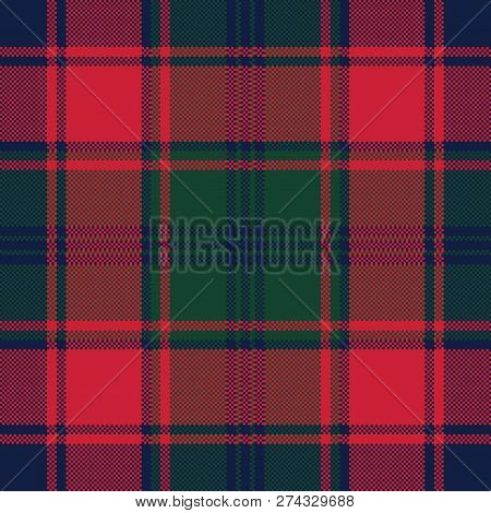 Plaid Tartan Fabric Texture Pixel Seamless Pattern. Vector Illustration.