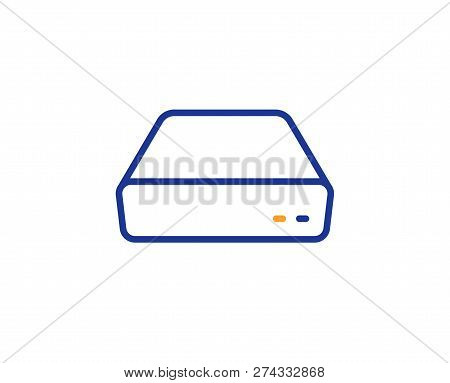 Mini Pc Line Icon. Small Computer Device Sign. Colorful Outline Concept. Blue And Orange Thin Line C